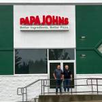 Franchise Owners Jesse Smith, left, and Matt Edwards, right, at the new Papa Johns, opening soon in Bonney Lake. Photo courtesy Papa Johns