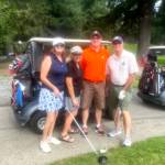 Golfers Wendy Walker, Pat Kollen, Wayne Meyer, and Dick Meyer at the recent Enumclaw Community Golf Fundraiser. Image courtesy Bonnie Kennedy