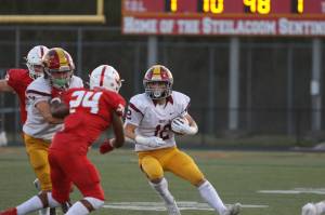 Photo courtesy Todd Overdorf
A photo from the Enumclaw football game against Steilacoom on Sept. 15, where the Hornets posted a sweeping 42-0 win. Aiding in that victory was Tristan Donovan, pictured during one of his many carries of the night.
