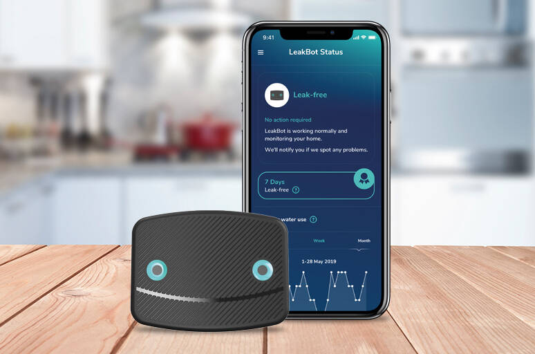 Image courtesy Mutual of Enumclaw
Leakbot measures the temperature of pipes to determine if there is a leak in your home.