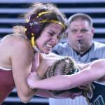 Photo by Kevin Hanson
White River junior Adriah Blue battles during a state match against Woodland.