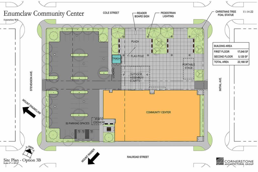 An overview of the proposed community center. Image courtesy the city of Enumclaw