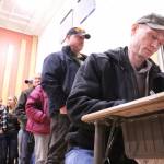 Photo by Ray Miller-Still
Locals lining up to receive updates from King County about the proposed Segale Property gravel mine.