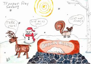 Contributed photo
Students in Greenwater made get well soon cards for Trooper Raymond Seaburg after he was shot and injured in Kent last month.