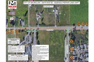 Drivers using 244th this next week will need to find alternate routes around town or to the highway. Image courtesy the city of Enumclaw