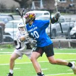 Defender Garrison Shatswell (17) racing upfield with the ball. Photo by Kevin Hanson