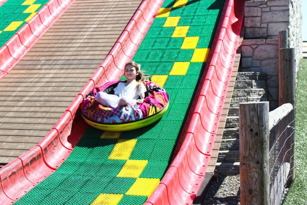 Lyric speeding down the Mega Slide. Photo by Ray Miller-Still