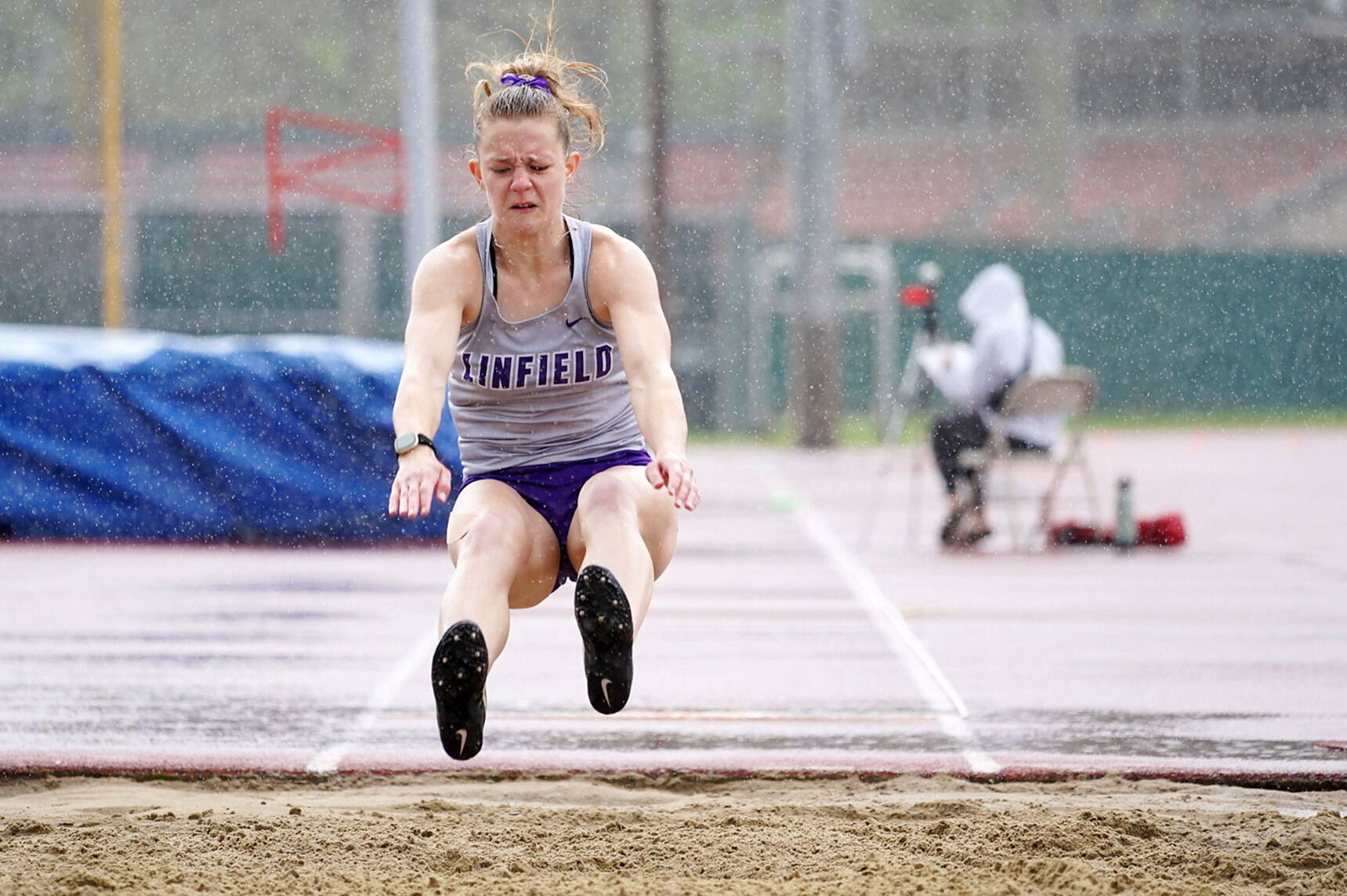 Kira Hawaaboo heads to the NCAA Championships this week. Pictured is Hawaboo at a competition at the Northwest Conference Multi-Event Championships, April 8 - 9, at Willamette University in Salem. Photo by Nathan Herde, Linfield Sports Communications