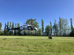 Photo courtesy the National Park Service
A helitack crew  meaning a team of fire fighers who are transported via helicopters to respond to wildfires  training at the Enumclaw.