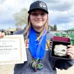 Contributed photo
Among the Plateaus honored equestrians were Enumclaws Payton Clerget, who set a new district record in breakaway roping prior to state.