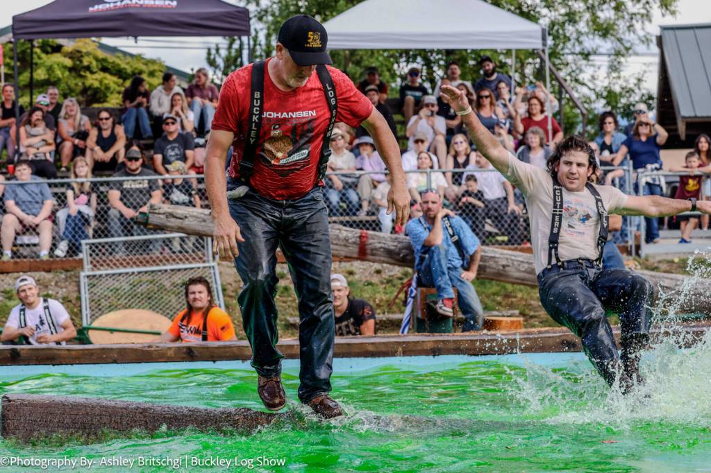 Photo courtesy Ashley Britschgi
Jeff Fetter outlasting Jon Roy Bathum on the log roll.