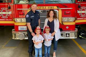 Contributed photo
Pictured, left to right, is Seattle firefighter Brian Shaner, St. Elizabeth Hospital President Danna Shaner, and their twin sons Noah and Matt. Contributed photo