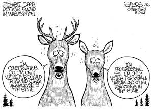 Frank Shiers, Jr. is a longtime King County resident, whos drawn political cartoons for over forty years. He creates at least four cartoons a week, which are published in a dozen newspapers.