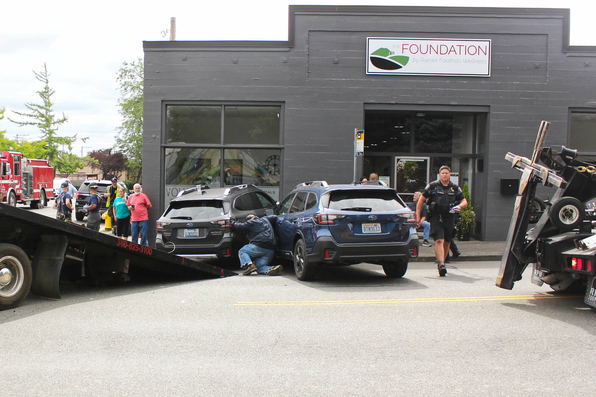 The Rainier Foothills Wellness Foundations new building was damaged in the wreck. Photo by Ray Miller-Still