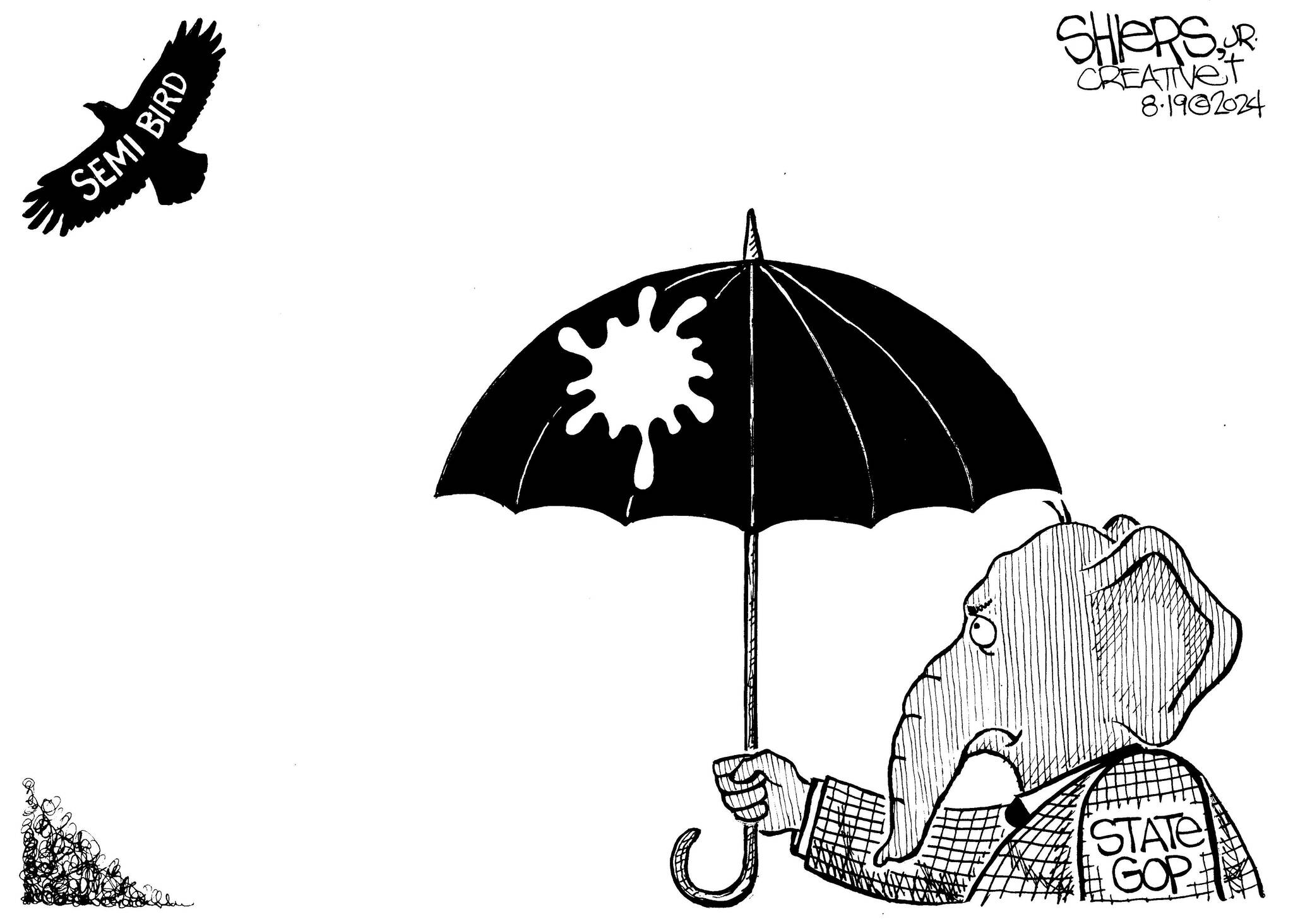 Frank Shiers, Jr. is a longtime King County resident, whos drawn political cartoons for over forty years. He creates at least four cartoons a week, which are published in a dozen newspapers.