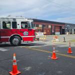 Multiple agencies have responded to a potential building collapse on Railroad Street and Griffin Avenue. Photo by Ray Miller-Still