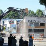 Photos by Ray Miller-Still 
The old Paulson Chevrolet dealership building, which used to be Enumclaws first general store, an opera house, Gamblin Motors, and a flooring business over the years, is no longer after demolition crews took down the building on Aug. 28.