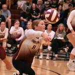 Enumclaws Berkley Kahne receives a serve. Photo by Kevin Hanson