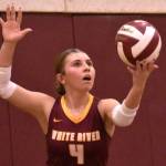 FILE PHOTO BY KEVIN HANSON There have been many bright spots for the White River volleyball team that had compiled a perfect 10-0 record through games of last week and climbed to the top of the 3A NPSL standings. Among the Hornet standouts has been sophomore Taylor Arnold, pictured here during an early-season match against Enumclaw High.