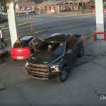Image courtesy Cenex gas station This security footage at the Cenex gas station in Black Diamond shows Anthony Chilcott on his phone before entering, and driving off with, Carl Sanders Ford Raptor and Monkey, his poodle, in the front seat.