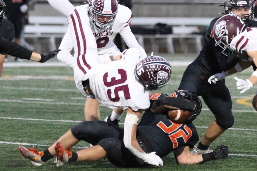 Photo by Todd Overdorf / onscapeinages.com
#35 Caleb Christian upended on a tackle following a kickoff to Kennewick.