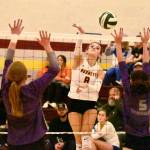 PHOTO BY KEVIN HANSON White Rivers Marli Miller (8) blasts home a point during her teams victory over Heritage High.