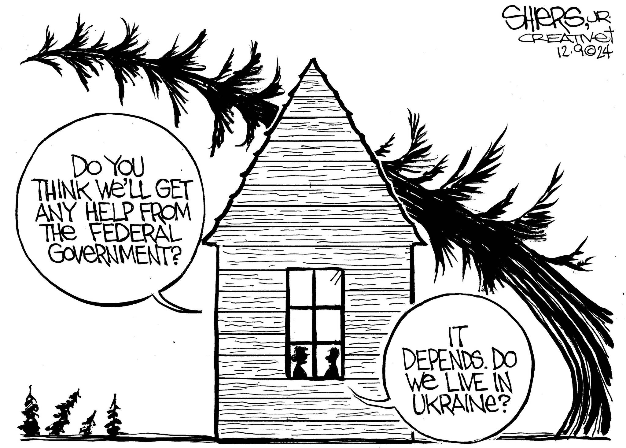 Frank Shiers, Jr. is a longtime King County resident and has drawn political cartoons for over forty years. He creates at least four cartoons a week, which are published in a dozen newspapers.