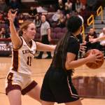 EHS Sydney VanHoof (11) applies defensive pressure during the Dec. 12 game.