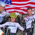 Courtesy photo 
Team USA rally hand bikers Travis Gaertner, Katerina (Kate) Brim, and Matt Tingley; the team took the bronze in the Paris Paralympics last September.