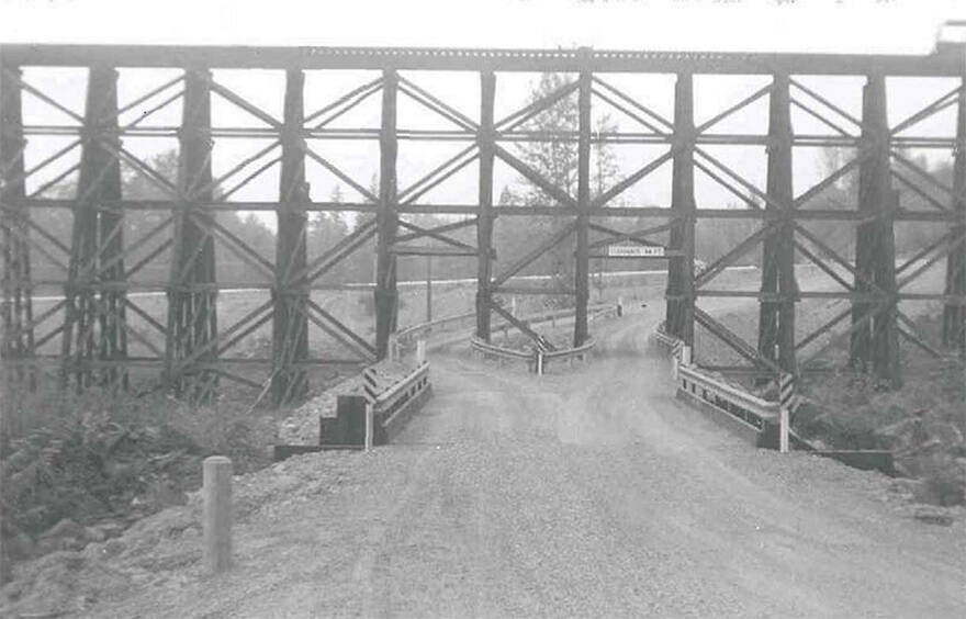 Photo courtesy King County
Photo of Boise X Connection Bridge (foreground) when it first opened in 1956. The Northern Pacific Railroad trestle in the background was torn down in 1982.