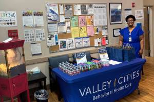 Ashley D. Lesley, MHP, LMFT, Enumclaws new clinic manager, waits to greet clients at the Welcome Back Week event. Photos courtesy of Valley Cities.