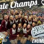 Enumlcaw Highs cheer team placed first at the Jan. 24 and 25 state tournament. Courtesy photo