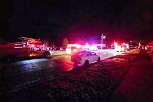 A photo of first responder vehicles at the scene of an electrical fire on James Street, near Byron Kibler Elementary. Photo by Ray Miller-Still