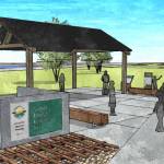 A view of the Doc Tait Pavilion from the southwest. Image courtesy Foothills Rails to Trails