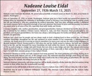 Nadeane Louise Eidal | Obituary
