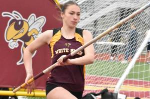 WRHS' Maci Roach was tops in the pole vault at a meet with the Decatur Gators. Photo by Kevin Hanson