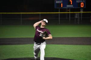 Enumclaws Cooper Markham struck out 19 against Kentlake. Ben Ray / The Reporter
