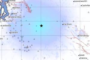 A shake map of the April 6 3/7 magnitude quake, showing it radiating out to even Federal Way and Cle Elum. Image courtesy Pacific Northwest Seismic Network