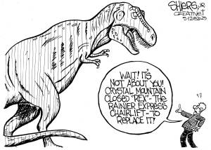 Frank Shiers, Jr. is a longtime King County resident and has drawn political cartoons for over forty years. He creates at least four cartoons a week, which are published in a dozen newspapers.