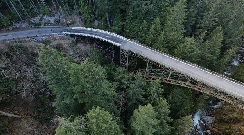 The Carbon River Fairfax Bridge closed indefinitely on April 22 to all traffic, vehicle or otherwise, after experts found it is starting to buckle. Photo courtesy Washington State Department of Transportation