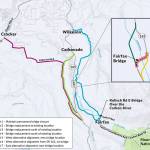 A quick look at how each proposal could re-shape the SR 165/Fairfax Bridge corridor, from replacing the 103 year-old bridge to creating meandering new roads past the structure. Image courtesy Washington State Department of Transportation