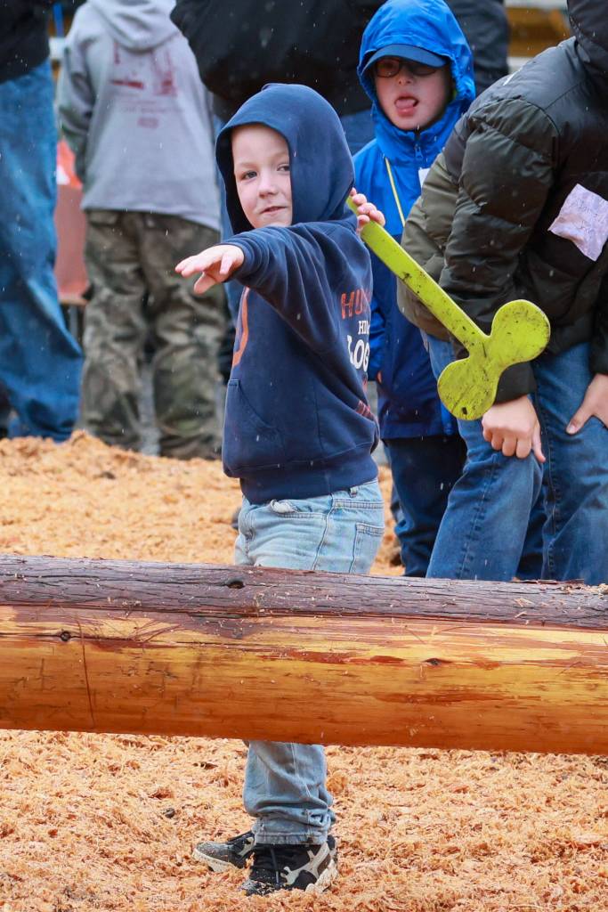 Waylon Dunrford placed second in the ax throwing competition with a toss of 482. Photo by Ashley Britschgi