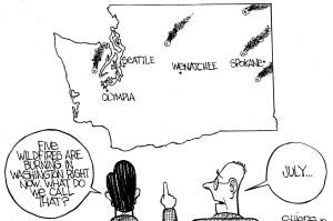Frank Shiers, Jr. is a longtime King County resident and has drawn political cartoons for over forty years. He creates at least four cartoons a week, which are published in a dozen newspapers.