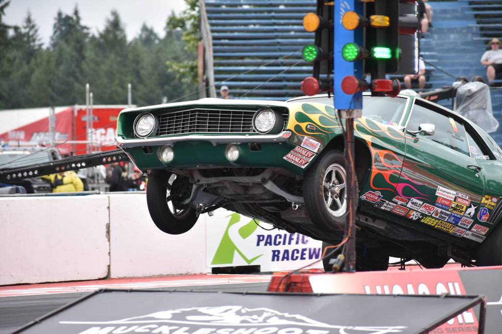 Joe Sorensen pops the front up on takeoff at Pacific Raceways. Ben Ray / The Reporter