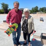 King County Councilmember Reagan Dunn and Black Diamond Mayor Carol Benson at the newly completed Black Diamond Skatepark. Submitted photo