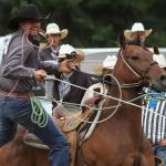 Riley Carel is an unusual rodeo competitor in that he doesnt run a farm or own a ranch. Instead, he works at Babbitt Insurance. Here he is at the Longview, WA Rodeo in late July. Photo by Elaine Kimball / Elaines Images