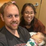 Aya and Derek Tulluck with Safina at Stanford Health Care, Palo Alto, after her surgery. Courtesy Photo
