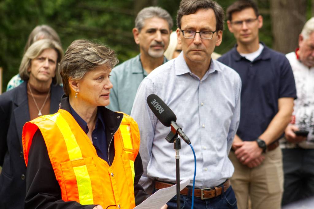 WSDOT Secretary Julie Meredith said that if the bridge opened to one lane as originally planned, repair work could have stretched until the end of the year. Keeping the bridge closed for permanent repairs should speed up this process. Photo by Ray Miller-Still