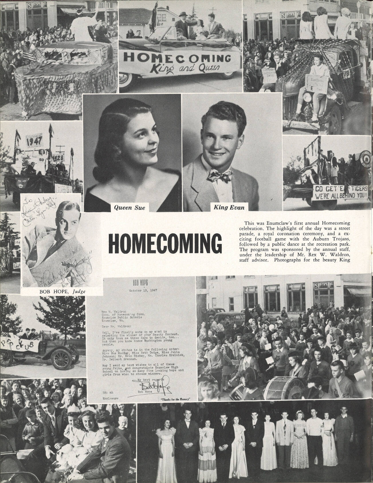 An article of the Enumclaw School District's first Homecoming in the school paper. Image courtesy Bill Kombol