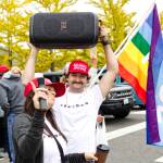 Counter-protesters got down to songs like Ice Ice Baby and YMCA at the event. Photo by Ray Miller-Still